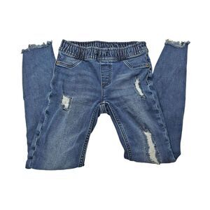 Justice Girls Size‎ 12 Slim Distressed Raw Hem Blue Denim Jeans